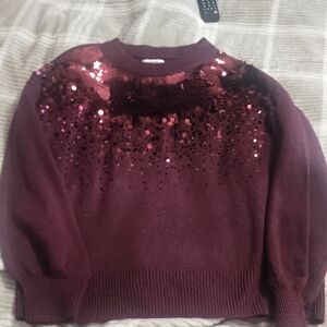 Nine West Burgundy Sequin Sweater